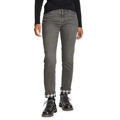 Shop Eddie Bauer Women's Flannel-lined Boyfriend Jeans In Grey