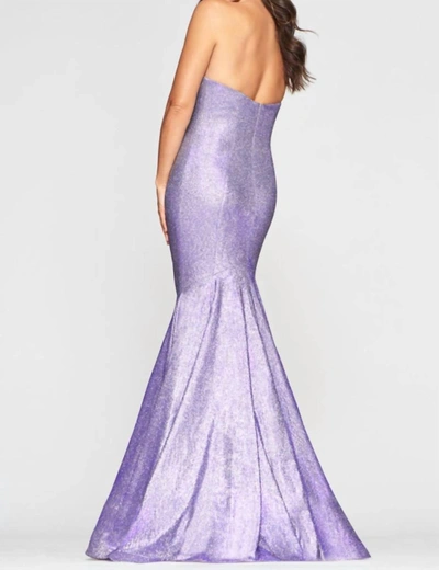 Shop Faviana Metallic Strapless Gown In Lavender In Purple