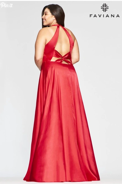 Shop Faviana Charmeuse Dress In Red