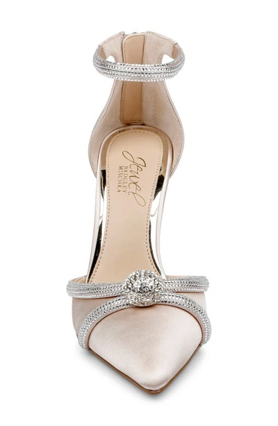 Jewel Badgley Mischka Geena Crystal Embellished Pointed Toe Ankle Strap Pump In Champagne