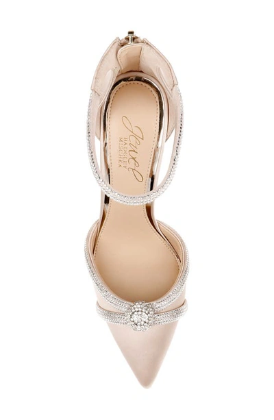 Jewel Badgley Mischka Geena Crystal Embellished Pointed Toe Ankle Strap Pump In Champagne