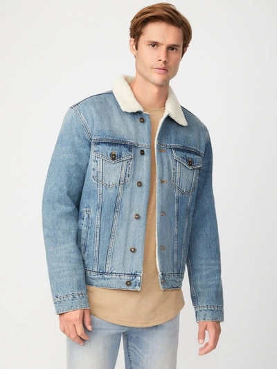 Shop Guess Factory Braun Sherpa Jacket In Blue