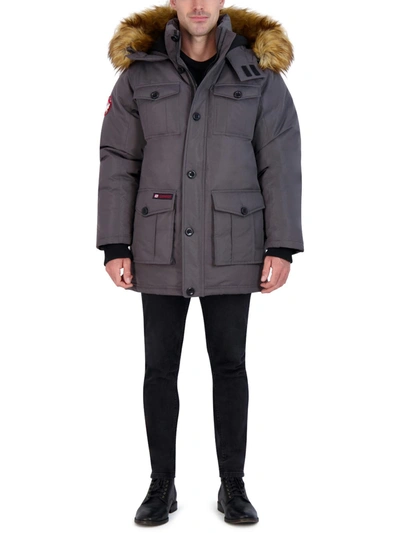 Shop Canada Weather Gear Mens Faux Fur Heavyweight Parka Coat In Grey