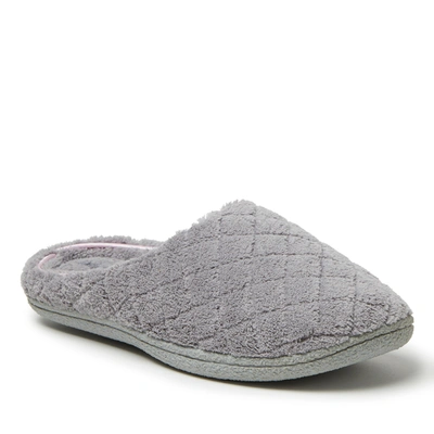 Shop Dearfoams Womens Leslie Quilted Microfiber Terry Clog With Memory Foam In Grey