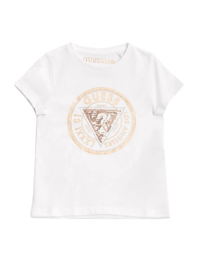 Shop Guess Factory Cheska Embellished Logo Tee (7-14) In White