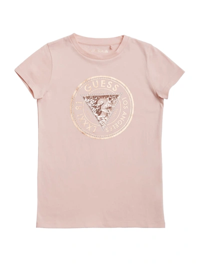 Shop Guess Factory Cheska Embellished Logo Tee (2-6) In Pink