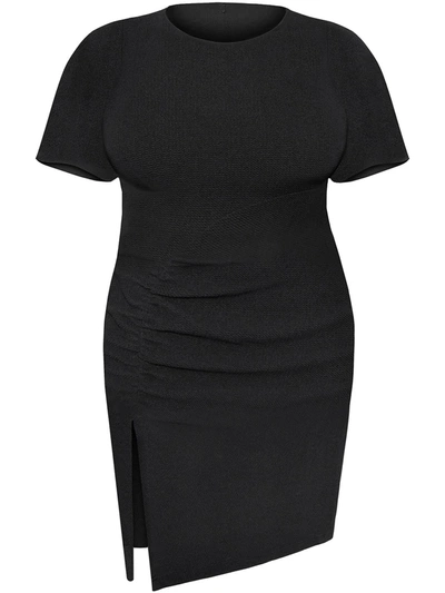 Shop Rachel Rachel Roy Plus Womens Asymmetric Midi Wear To Work Dress In Black