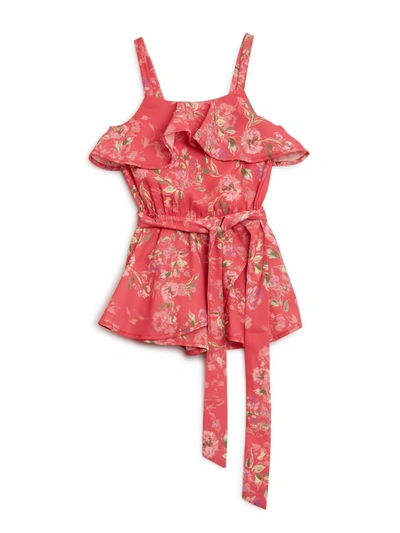Shop Guess Factory Fabina Floral Romper (7-14) In Gold