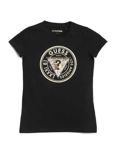 Shop Guess Factory Cheska Embellished Logo Tee (7-14) In Black