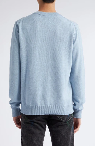 Shop Maison Margiela Fine Gauge Cashmere Sweater In Pale Blue