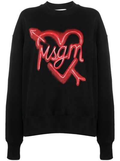 Shop Msgm Logo-print Sweatshirt In Black