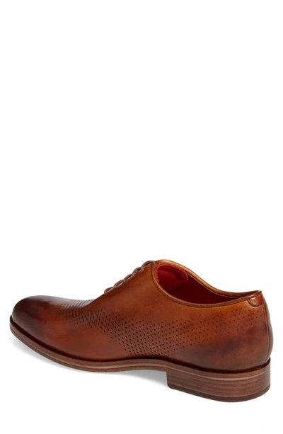 Shop Cole Haan Washington Grand Laser Plain Toe Wholecut Shoe In British Tan/ Lava Leather