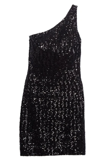 Shop Michael Kors Sequin Embroidered One-shoulder Sheath Dress In Black