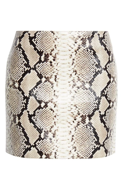 Shop Michael Kors Collection Python Embossed Leather Miniskirt In Natural