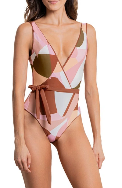 Maaji Bluejay Serenne Wrap One-piece Swimsuit In Brown