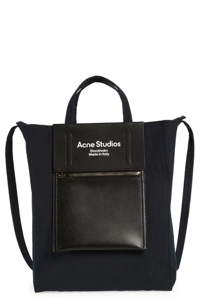 Shop Acne Studios Medium Baker Out Papery Nylon Tote In Black/ Black