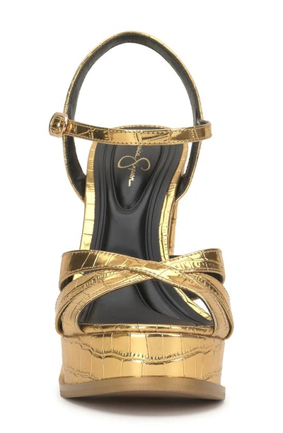 Shop Jessica Simpson Giddings Platform Sandal In Metallic Gold