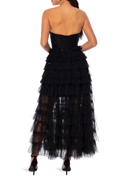 Shop Helsi Frankie Strapless Sequin Ruffle Gown In Black