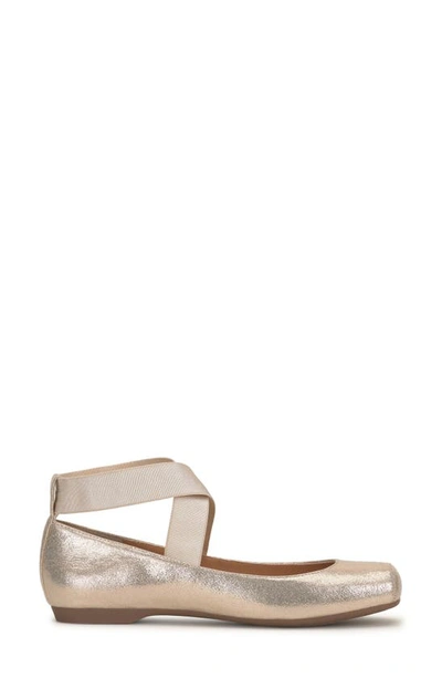 Jessica Simpson Women's Mandalaye Elastic Criss-cross Ankle Strap Ballet Flats In Champagne