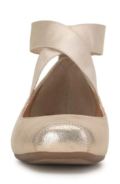 Jessica Simpson Women's Mandalaye Elastic Criss-cross Ankle Strap Ballet Flats In Champagne