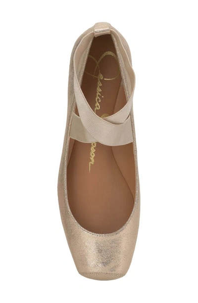 Jessica Simpson Women's Mandalaye Elastic Criss-cross Ankle Strap Ballet Flats In Champagne