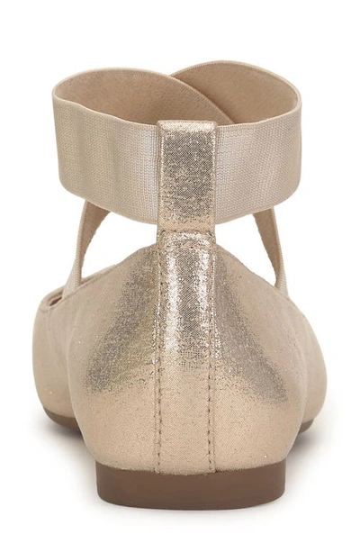 Jessica Simpson Women's Mandalaye Elastic Criss-cross Ankle Strap Ballet Flats In Champagne