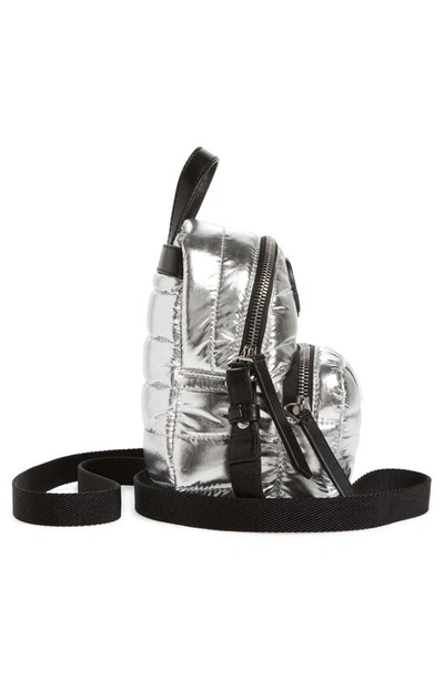 Shop Moncler Small Kilia Puffer Crossbody Bag In Metallic Silver