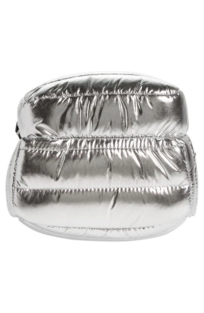 Shop Moncler Small Kilia Puffer Crossbody Bag In Metallic Silver