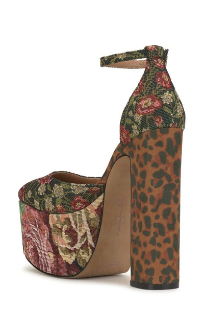 Jessica Simpson Pinkston Ankle Strap Platform Pump In Green Multi