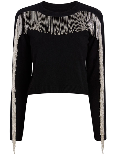 Shop Cinq À Sept Althea Fringe-detail Sweatshirt In Black