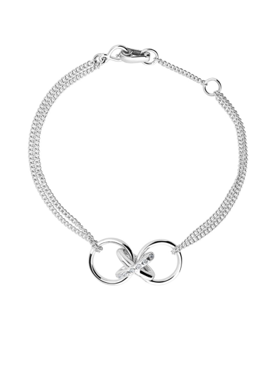 Shop Tane México 1942 Knot-detailing Crystal-embellished Bracelet In Silver