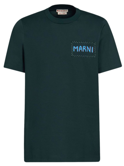 Shop Marni Green Bio Cotton T-shirt In Verde