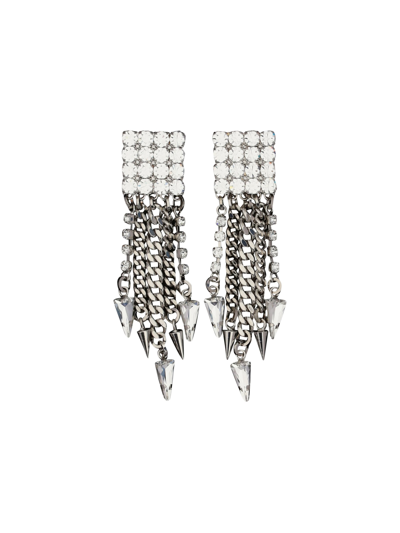 Shop Alessandra Rich Square Earrings In Cry/silver