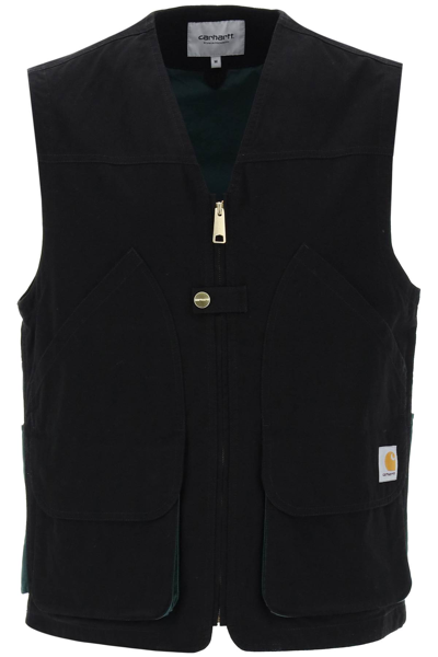 Shop Carhartt Heston Utility Vest In Black Discovery Green (black)