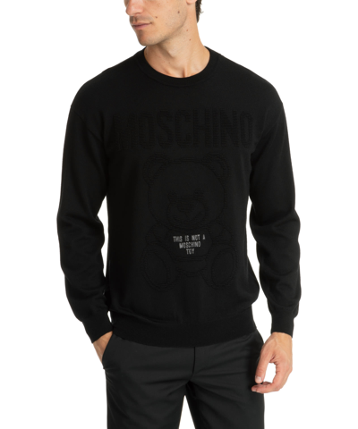 Shop Moschino Teddy Bear Sweater In Black