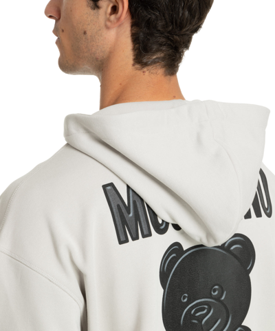 Shop Moschino Teddy Bear Hoodie In Grey
