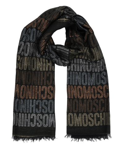 Shop Moschino Wool Scarf In Multicolor