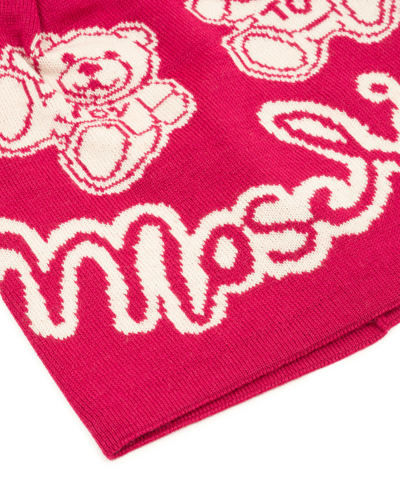Shop Moschino Teddy Bear Wool Beanie In Fuchsia