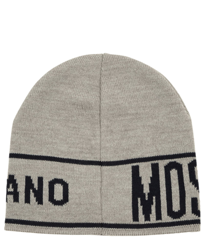Shop Moschino Wool Beanie In Grey