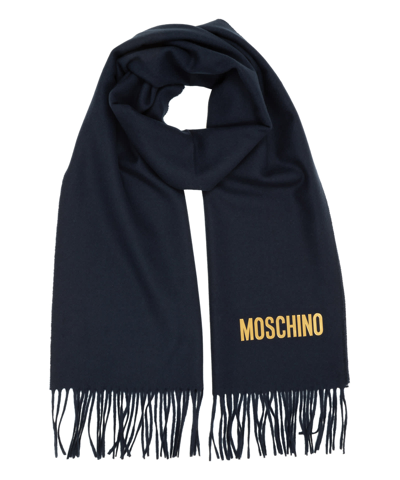 Shop Moschino Wool Wool Scarf In Blue