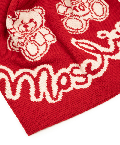 Shop Moschino Teddy Bear Wool Beanie In Red