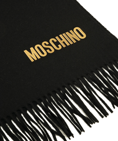 Shop Moschino Wool Wool Scarf In Black