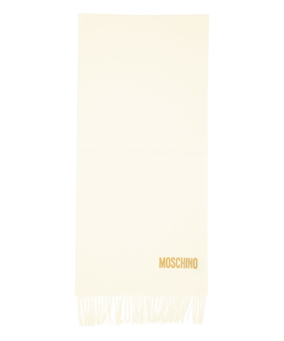 Shop Moschino Wool Wool Scarf In White