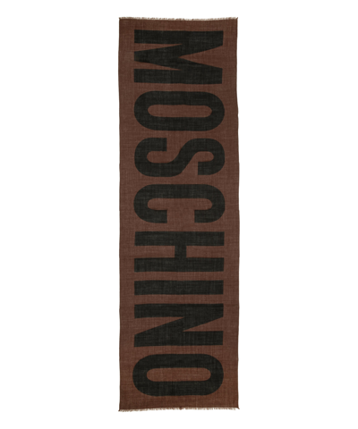 Shop Moschino Wool Wool Scarf In Brown
