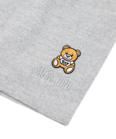 Shop Moschino Teddy Bear Wool Beanie In Grey