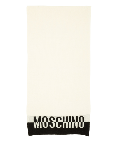 Shop Moschino Cashmere Scarf In White
