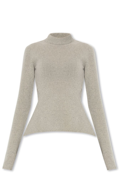 Shop Rick Owens Curved Hem Knitted Sweater In Grey