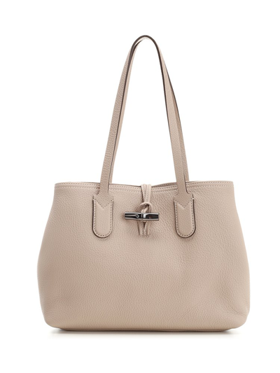 Shop Longchamp Roseau Essential Medium Tote Bag In Beige