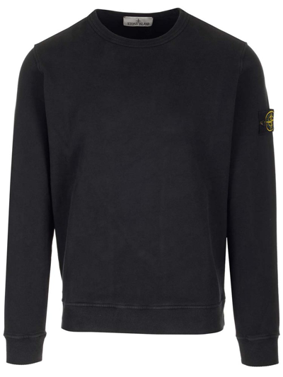 Shop Stone Island Logo Patch Crewneck Sweatshirt In Black