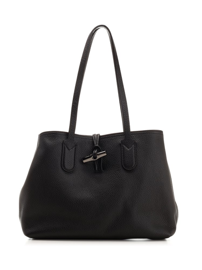 Shop Longchamp Roseau Essential Medium Tote Bag In Black